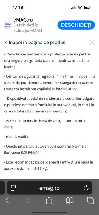 Scaun auto bebe confort ca si Nou de la 9 luni pana la 4 ani 9-18 kg