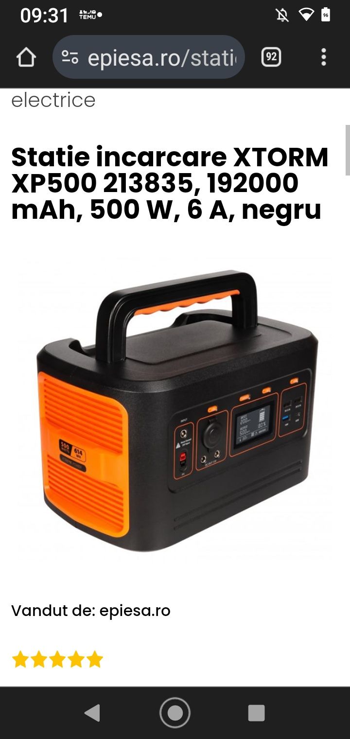 Power station Xtorm XP 500 (612 w/h;3 usb A;usb C/PD in-out;500w-220v