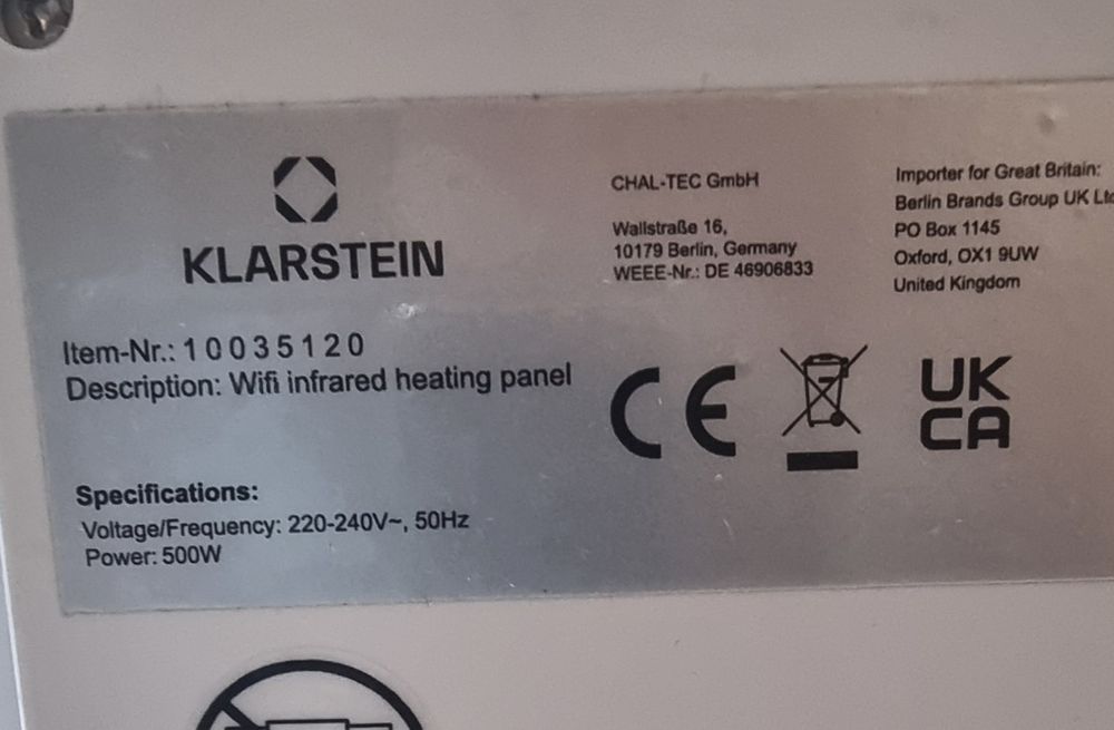 Айр смарт инфрачервен нагревател Klarstein 500w