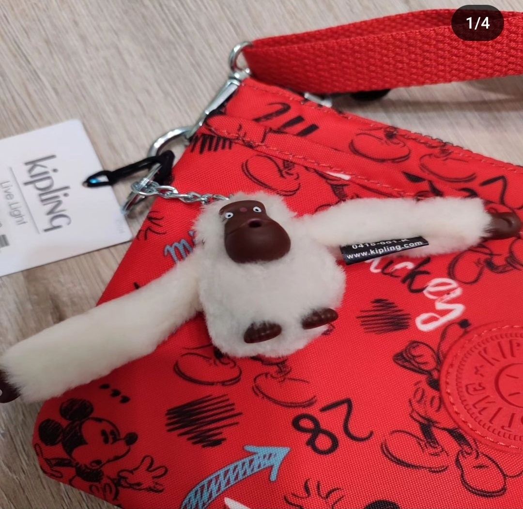 Красная Сумка Kipling с обезьяной