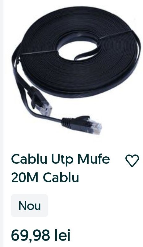 Cablu Utp Mufat Cablu UTP Gigabit Cablu Utp Sertizat Cablu Net 1000Mbp