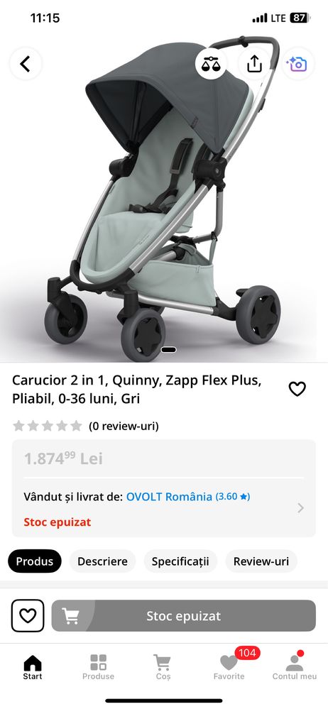Vand carucior 2 in 1 Quinny Zapp Felx Plus