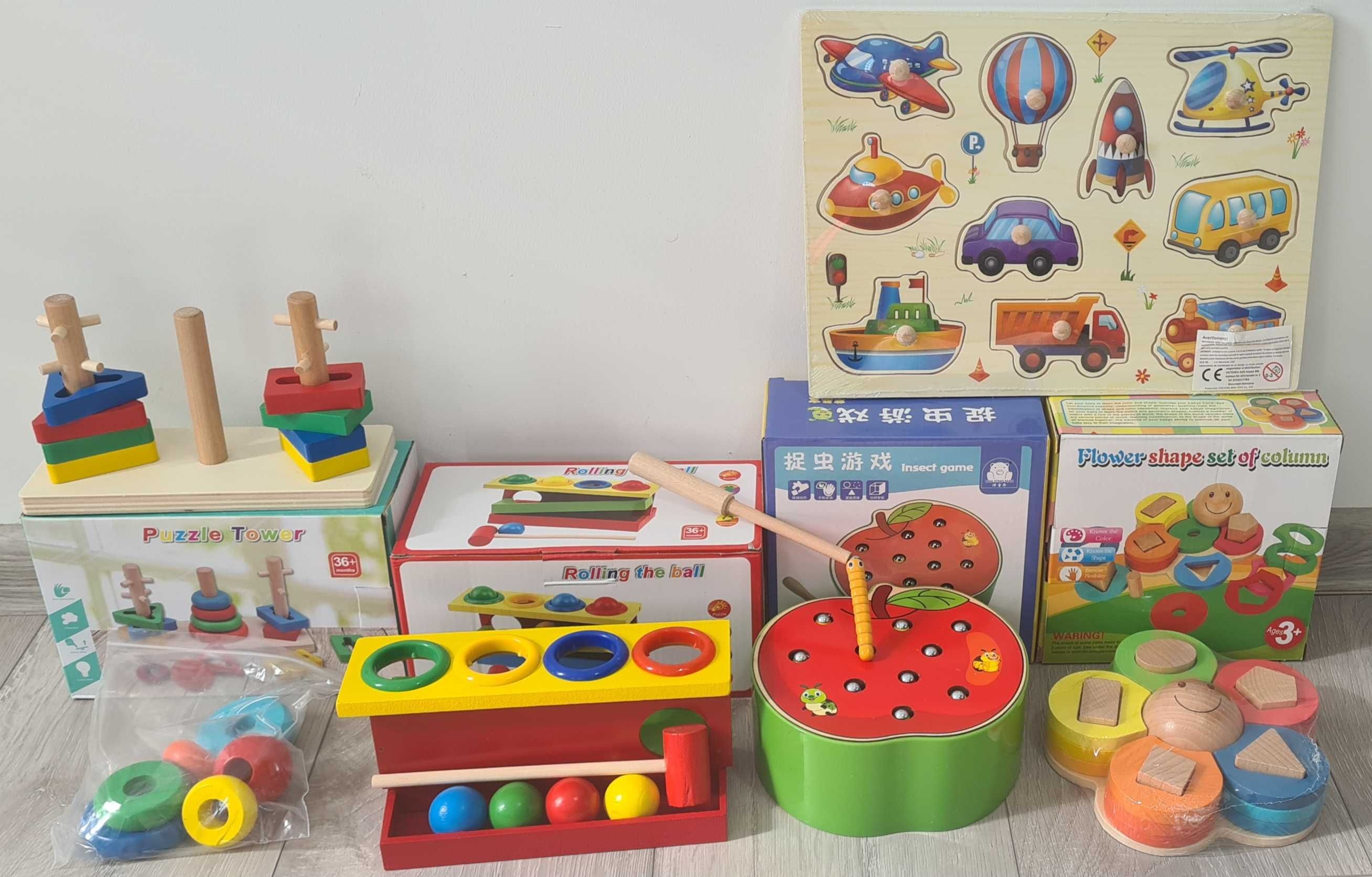 Lot de jucării educative din lemn. Lot jucării Montessori