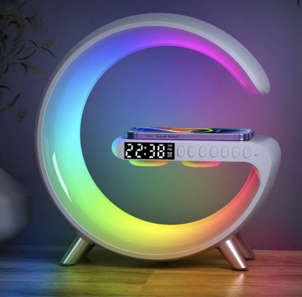 Ceas lampa RGB cu Bluetooth si incarcator rapid wireless