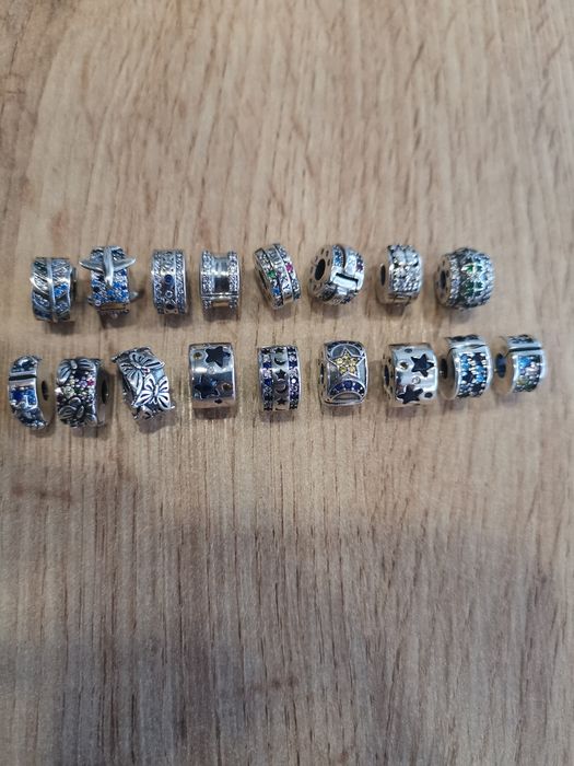 Сребърни талисмани висулки стопери клипс за гривни Пандора