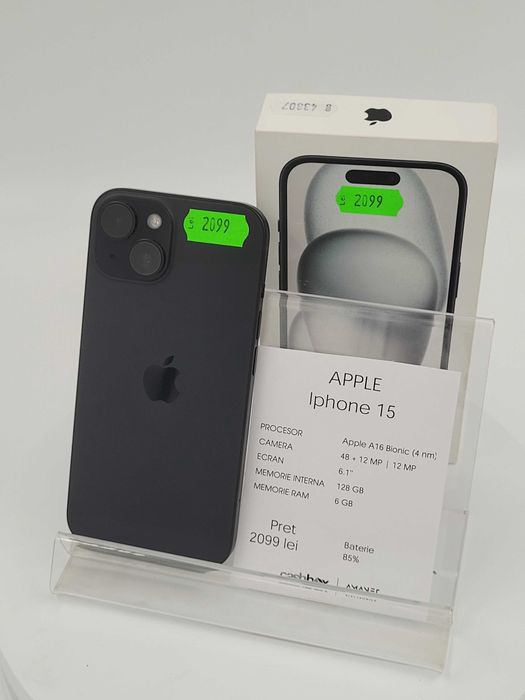 Iphone 15 128gb bat 85 Garantie 24 Luni CashBox