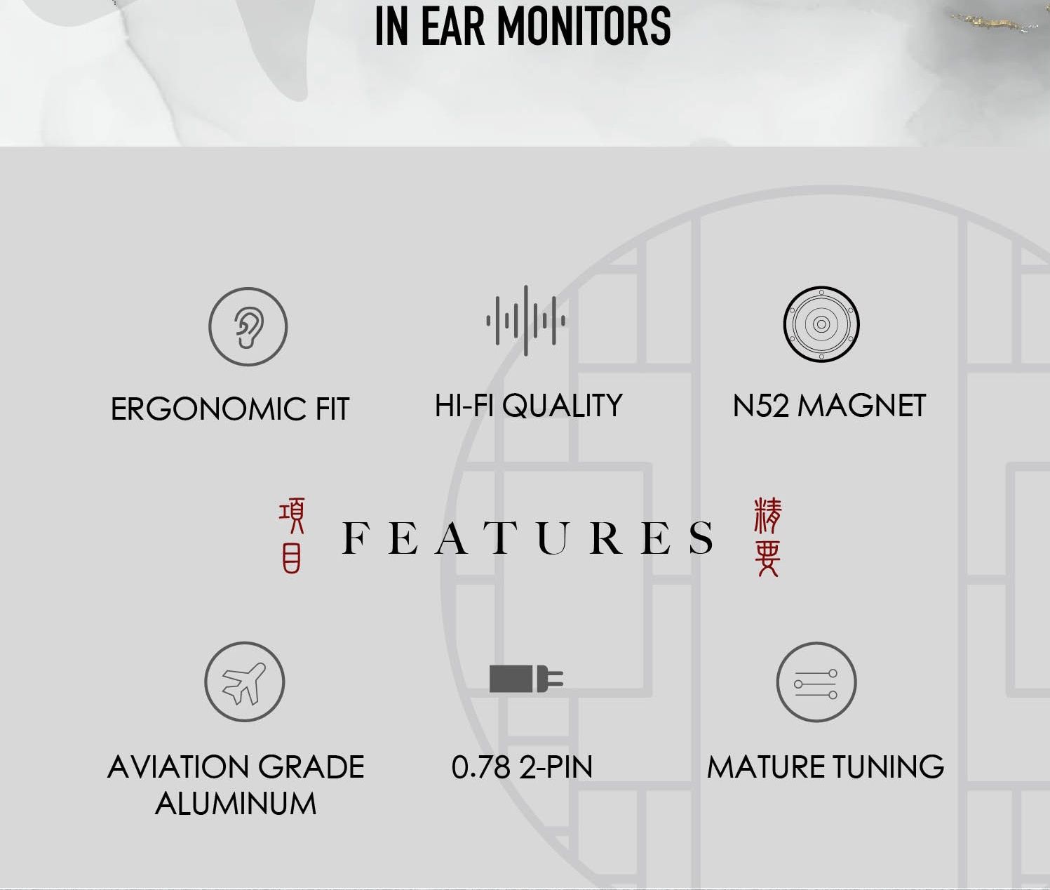 Слушалки IEM дизайнерски монитори Shimin Li, 1DD,метални, 0.78мм-2 pin