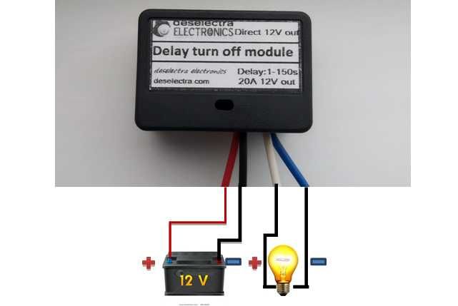 Таймер за автомобили със забавено изключване 1-150 сек. 20А 12V изход.