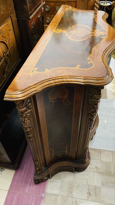 Comoda Lemn Intarsie Sculpturi Vintage
