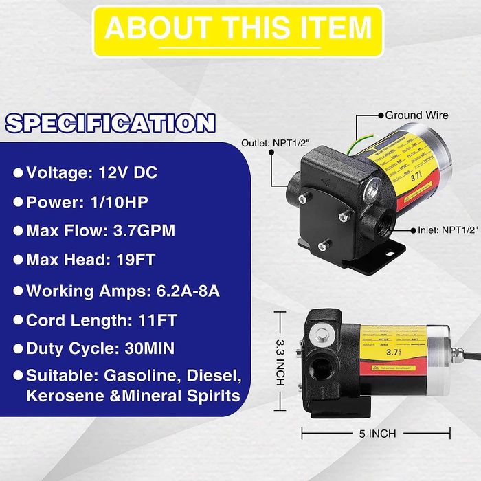 Pompa transfer benzina,motorina ,ulei mineral kerosen tensiune 12v
