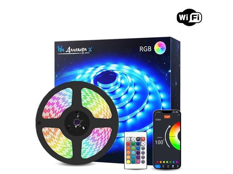 RGB Smart LED лента 5 м / 10 м – динамични цветови режими, 12V 5050