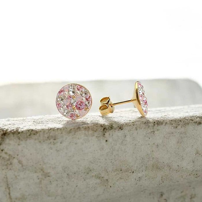 Дамски Сребърни Обеци с Позлата с Кристали и Перли Сваровски/Swarovski