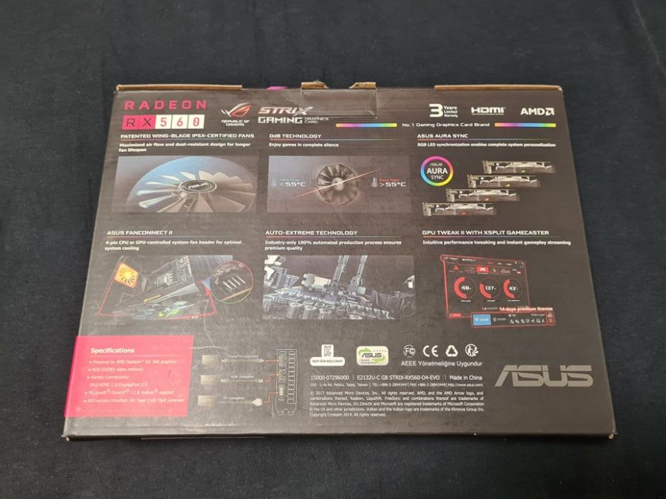 Видео карта Asus RX 560 Strix Gaming 4GB