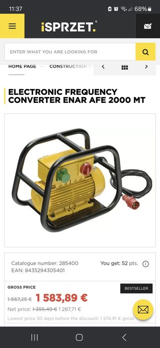 Convertizor electronic pentru vibrator de beton ENAR AFE 2000 MT
