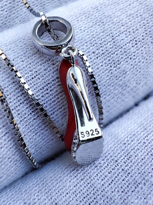 925 Pandantiv pantof cu toc email si swarovski Si Lant Argint