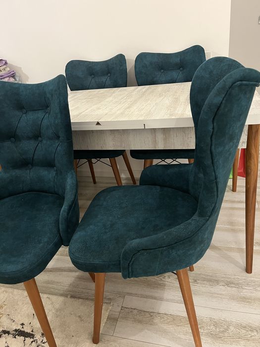 Set Masa Extensibila cu 6 scaune, Lord Modella Turcuaz, 170x80x77cm