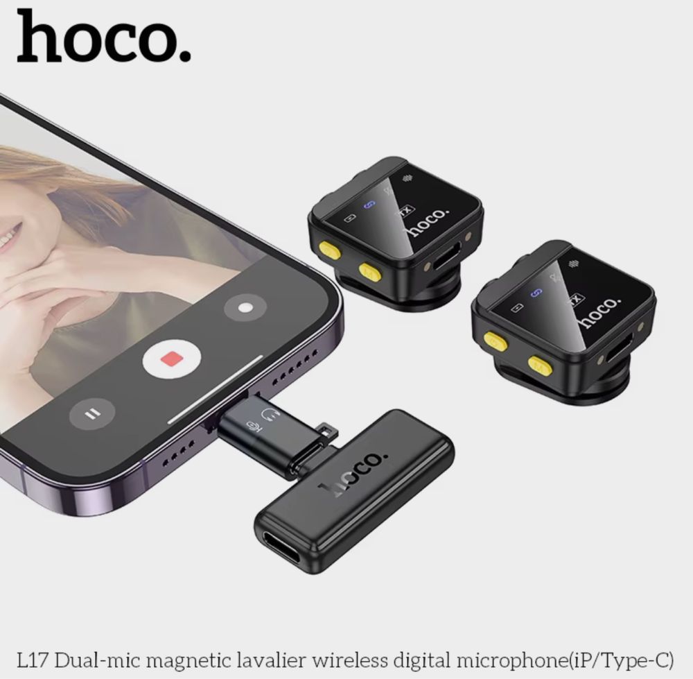 HOCO L17 Магнитный беспроводной петличный микрофон для iPhone Android