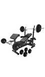 Banca Multifunctionala FITNESS + SET GREUTATI 100 KG 30/31 MM NEGRU