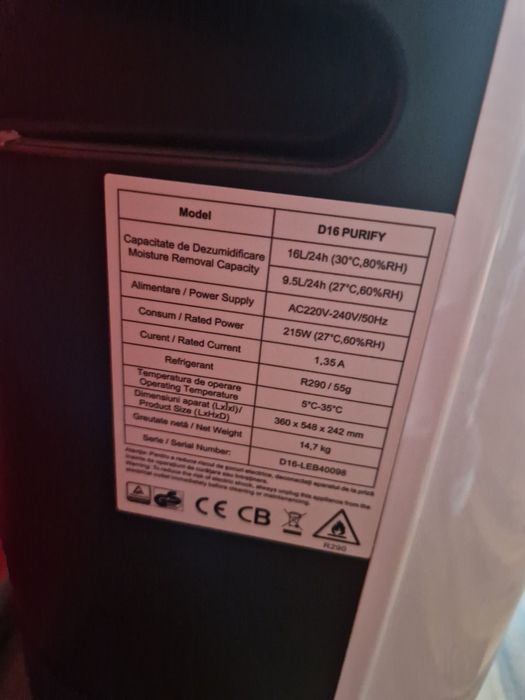 Dezumidificator stare excelenta cu garanție