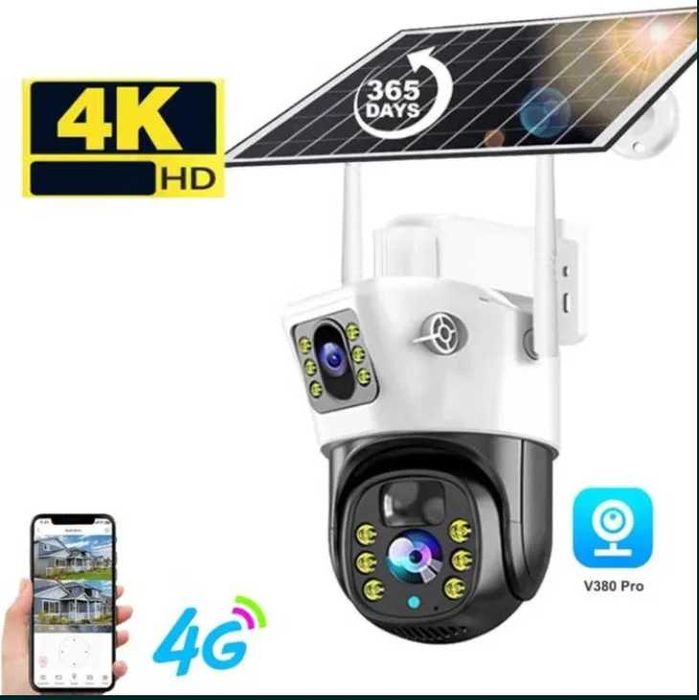 Cameră dubla, duala cartela sim 4G IR fără fir Alarma microfon V380