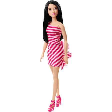 Papusa Barbie Fashionistas bruneta cu tinuta de petrecere