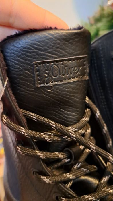 s.Oliver Кожени боти с масивен ток черни, 39 номер