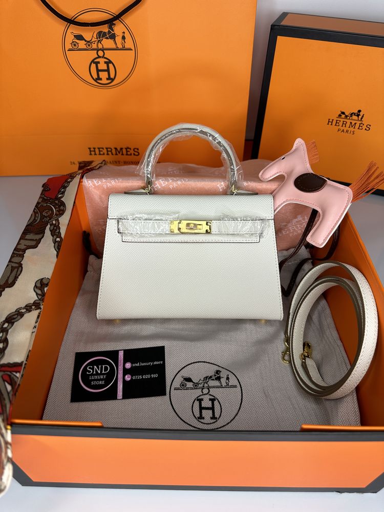 Geanta de lux HERMES Kelly mini 19 20 cm piele naturala 100% cadou