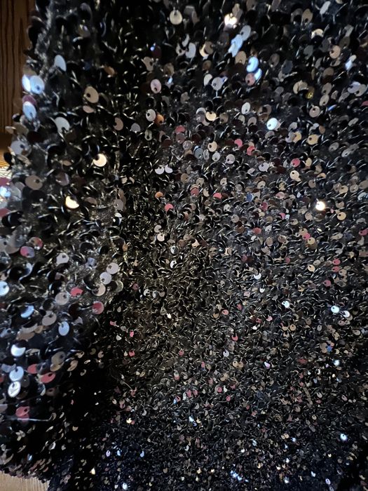 Платье вечернее, длинное, черное в паетку