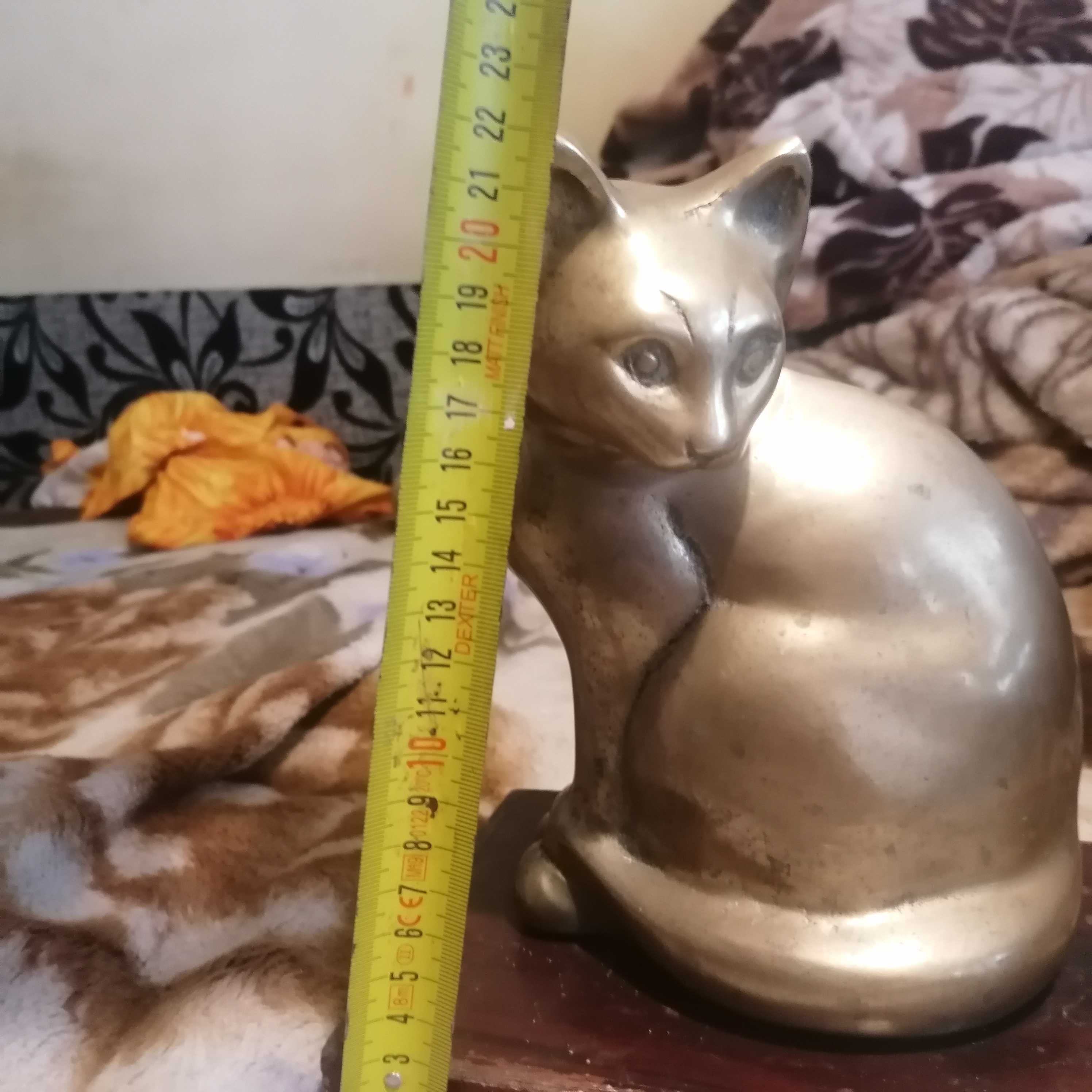 Statuetă pisică veche din bronz
