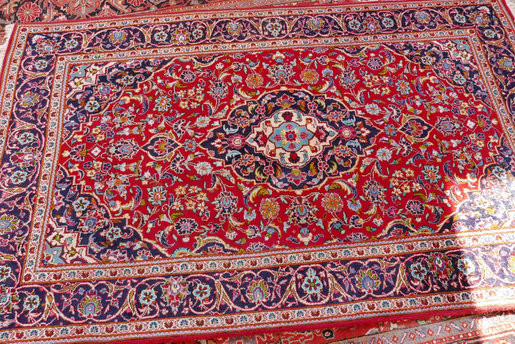 Covor persan (Iran) Keshan (Kashan) - manual, lana, 250x148cm