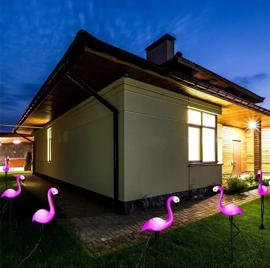 Розовое Фламинго Светильник для сада на солнечной батарее