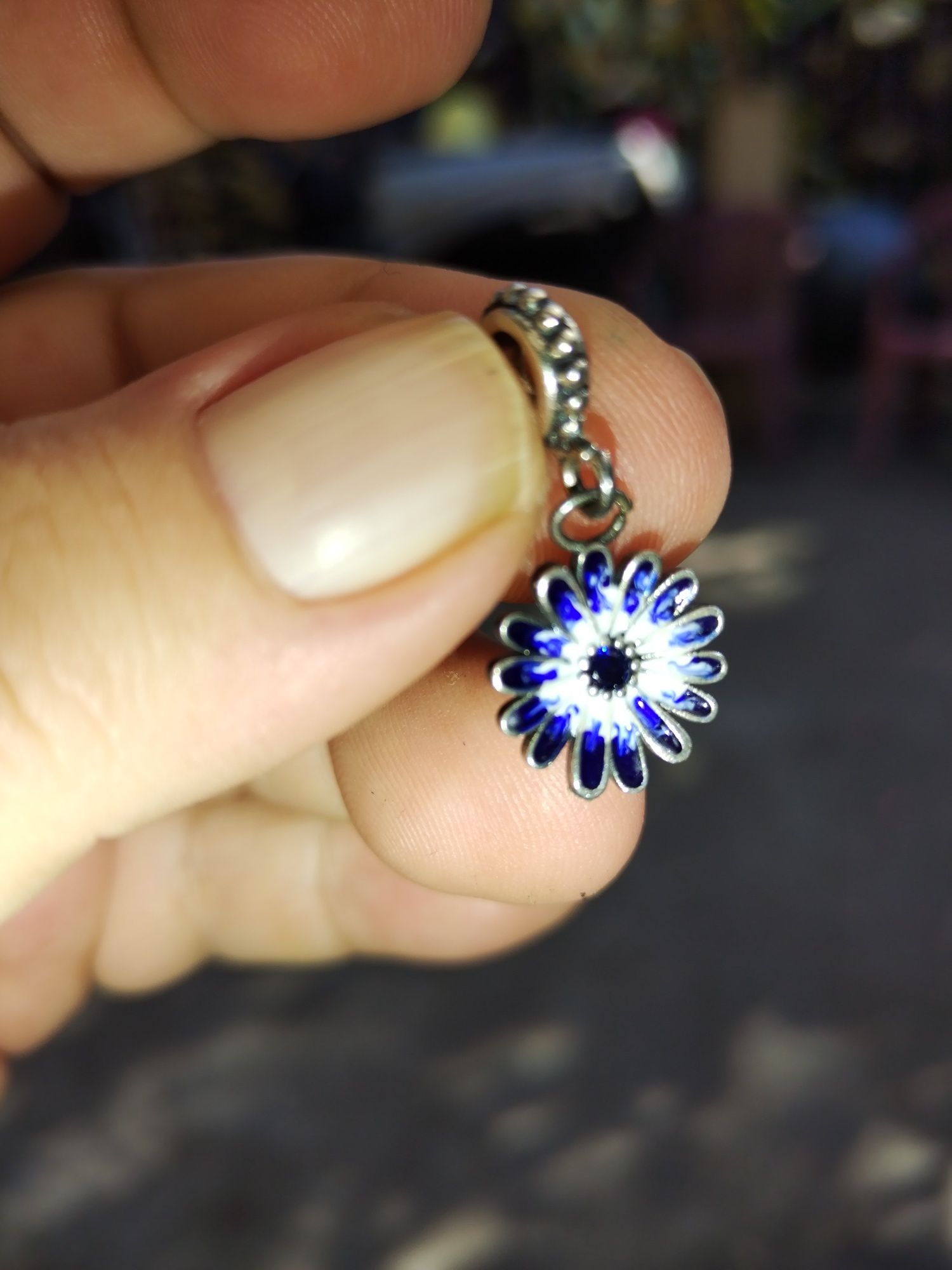 Charm argint 925 cu floare albastra