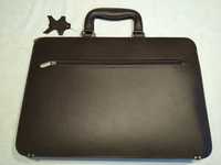 Мъжка  чанта за документи/лаптоп от истинска тъмно кафява кожа