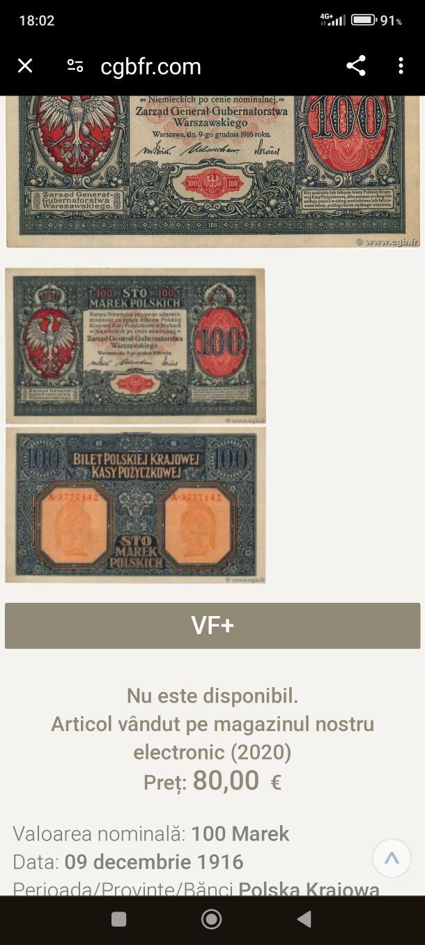 Bancnote 100,1000 Marek Polskich 1916