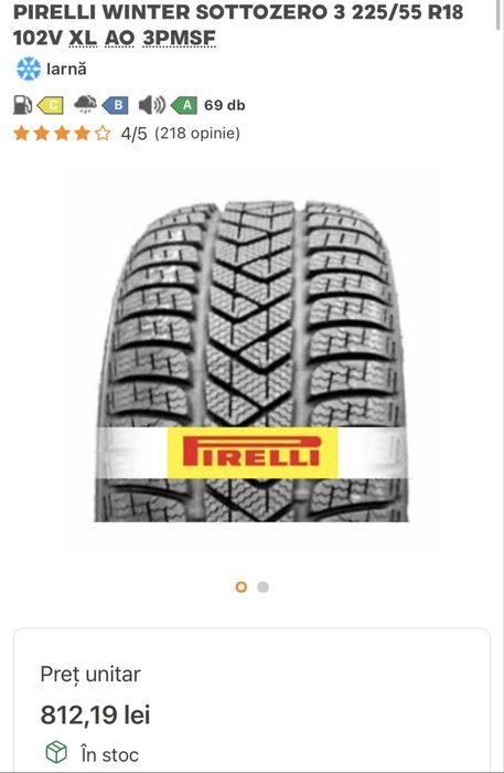 Cauciucuri iarna  225/55/R18 Pirelli Sottozero 3 Winter