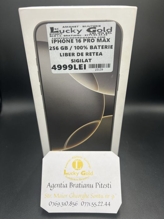 Iphone 16PRO MAX 256GB 100% Bat SIGILAT Liber de retea cod prod 23139