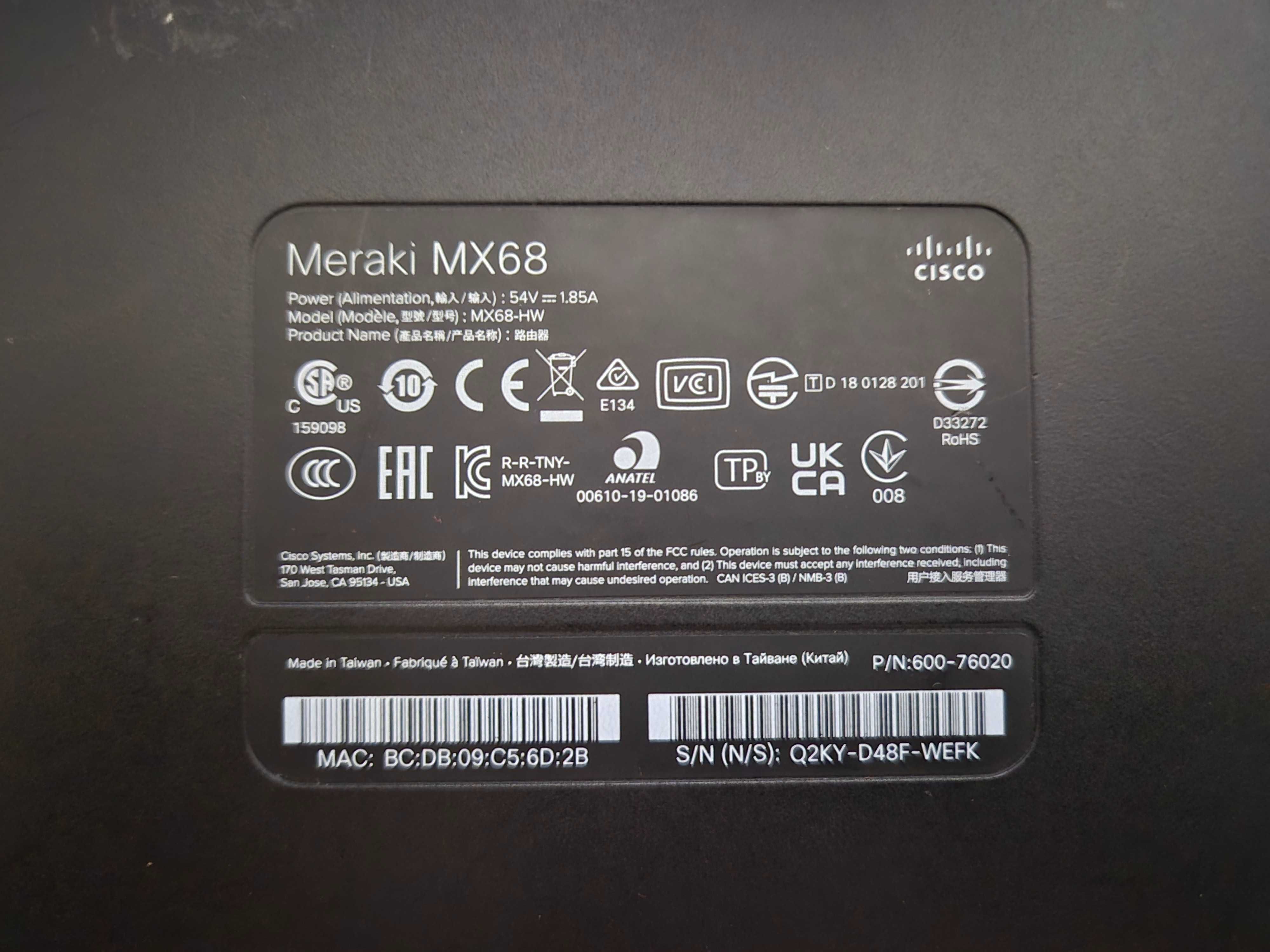 Cisco Meraki MX68-HW