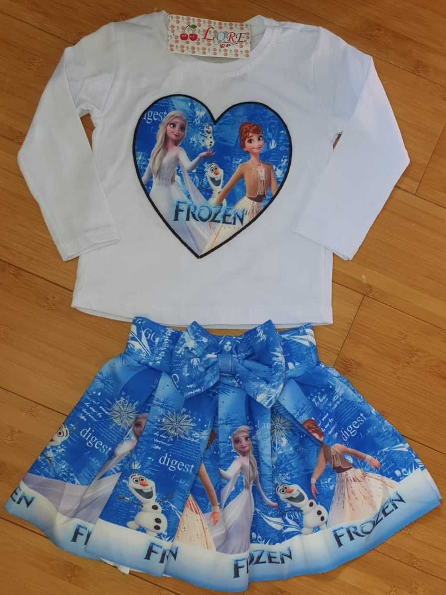 Set fata 2 piese bluza si fusta Disney Frozen Ana Elsa 3/4 ani nou