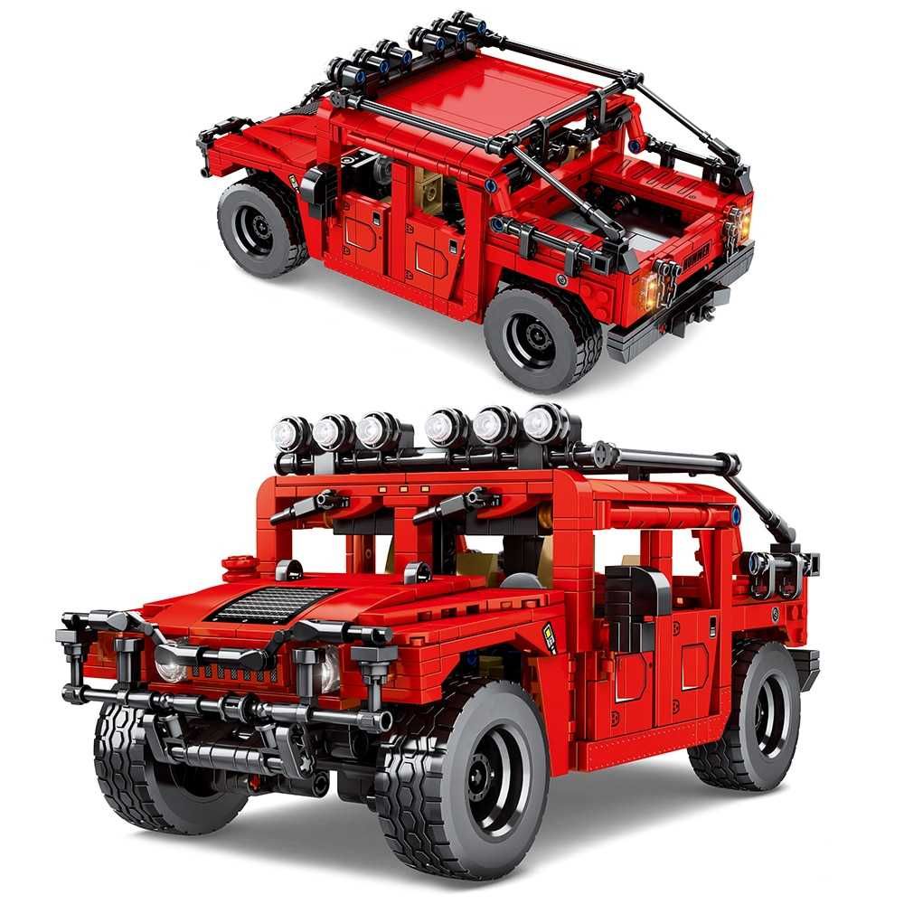 Mașină Off-Road camionetă modulară din 935 piese, 29cm, alb/roșu