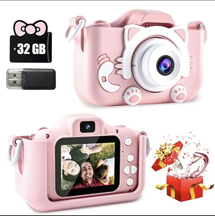 Детски фотоапарат+ подарък 64 гб карта памет
