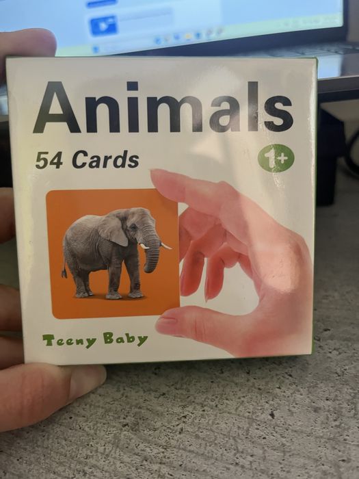 Карти за игра с животните на английски за деца 1+г.