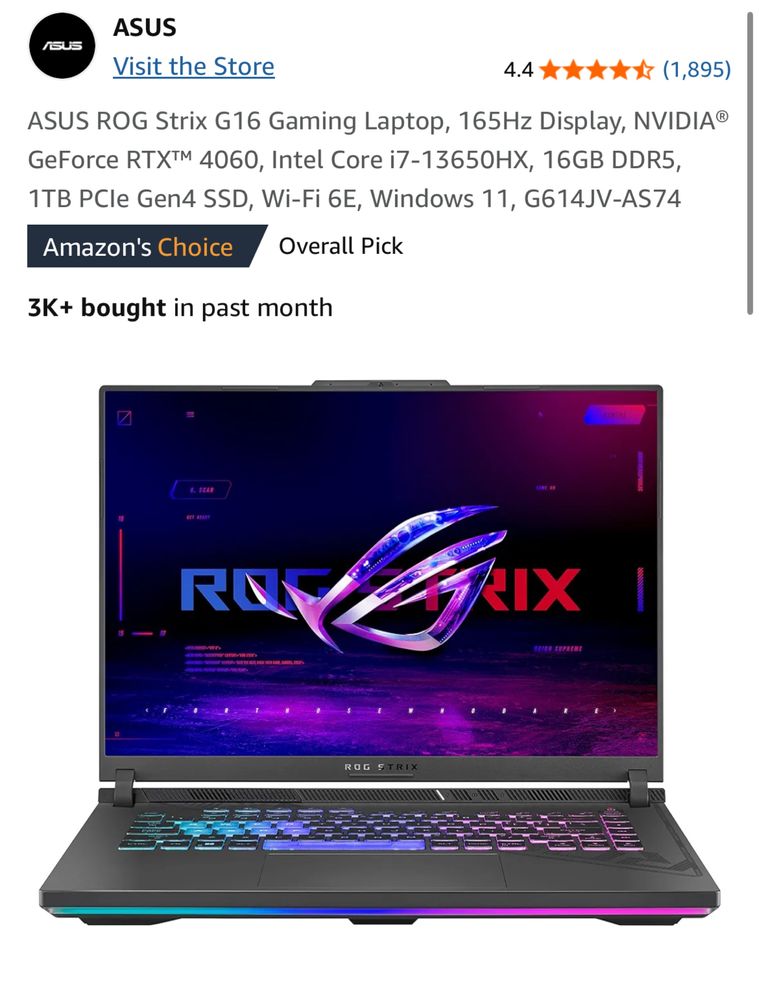 ASUS ROG STRIX g16 core i-7 RTX 4060