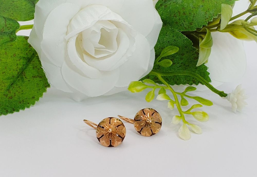 Cercei lucrați manual din aur galben de 14K gramaj 2,46 g