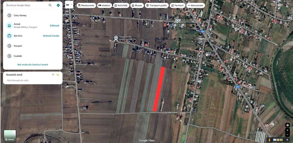 Van teren intravilan Cotu Vames latime aprox 10 m aprox 3400m2