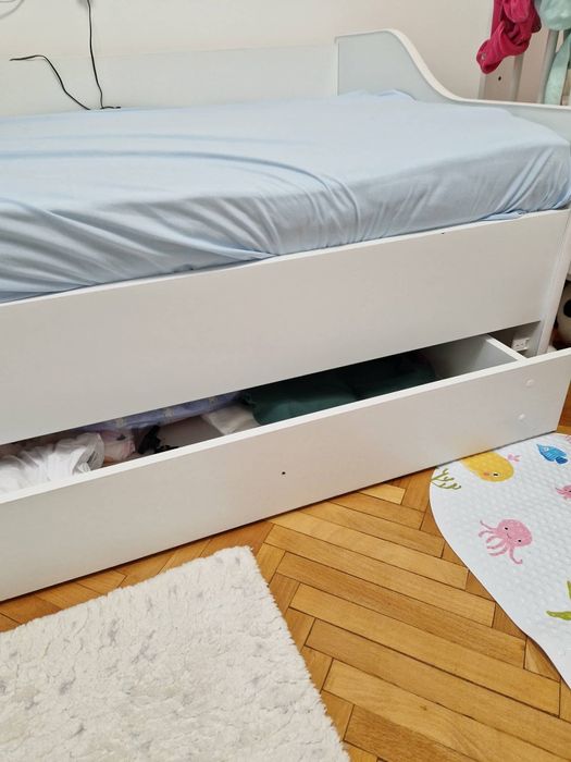 Pat 180 x 80 cu sertar si protectie laterala