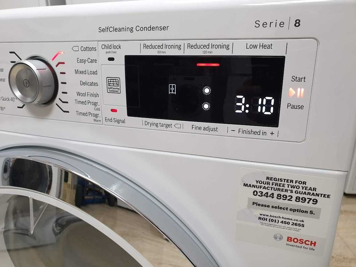 9Kg - UK - Сушилня Bosch Serie 8 с Термопомпа 12м Гаранция Бош