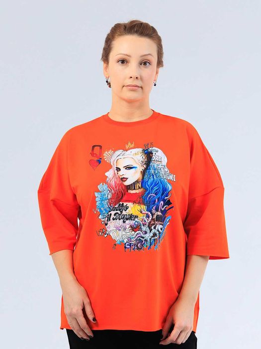 Продается женская футболка, оверсайз, c принтом, с коротким рукавом