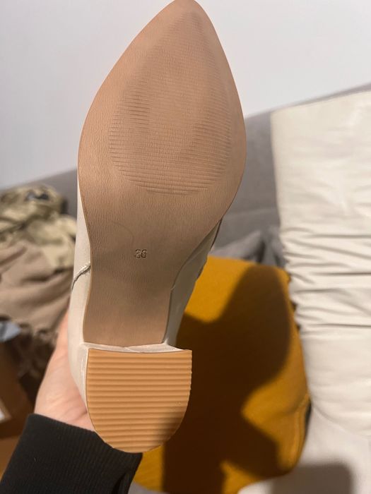 Cizme piele naturală 36 Le Ger noi, alb unt spre crem