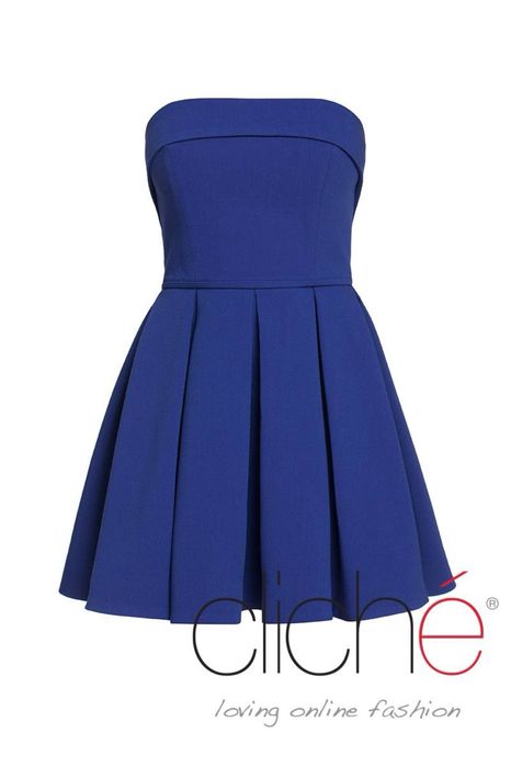 Cliche разкроена рокля в кралско син цвят