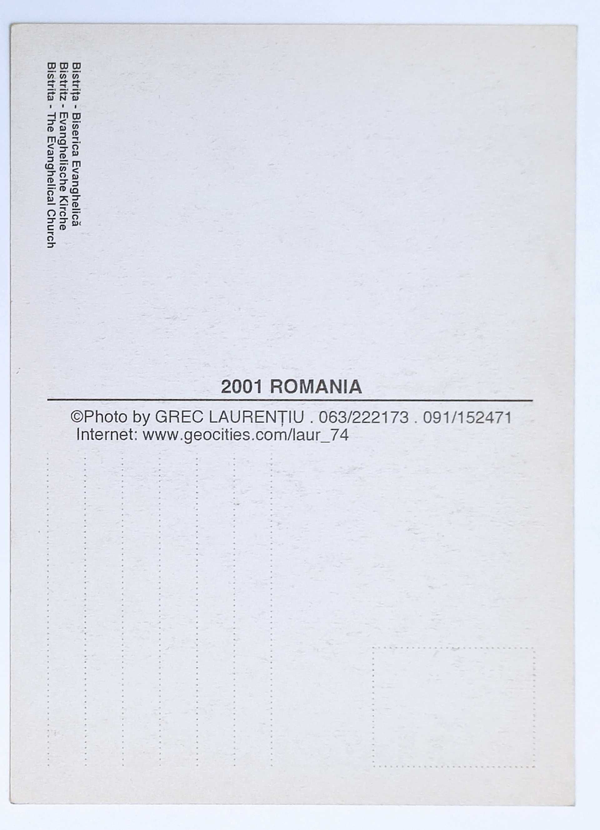 10 Cărți poștale Bistrița,2001- Necirculate, Autor Grec Laurentiu ,